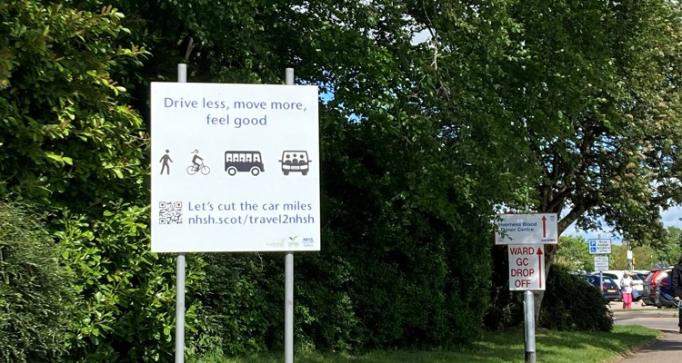 Cut The Car Miles sign at Raigmore Hospital