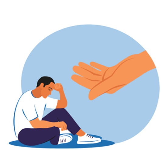 Offering Hand To Depressed Person