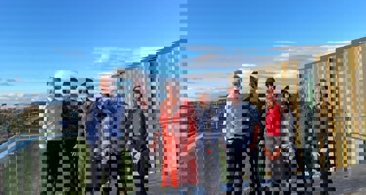 The Medical Research Team outside of the University of the Highlands and Islands Inverness campus